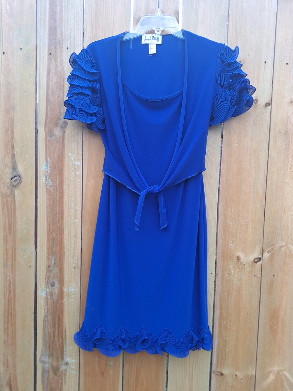 Joseph Ribkoff Royal Blue Midi Dress with Ruffle Sleeves Size 6